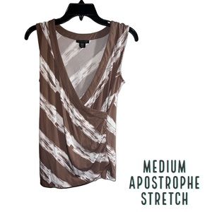 Apostrophe Stretch dressy wrap tank (brushstroke stripe)